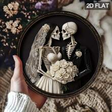 1pc Until Death Do Us Part Round Sign, Suitable For Decoration In Home, Shop, Bathroom Wall, Round Metal Decor Home Decor Halloween Decor Fall Decor Room Decor