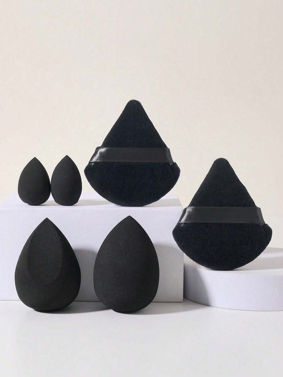 6个装三角形化妆海绵套装，化妆海绵，粉扑，散粉扑，粉扑，柔软蓬松化妆海绵，指套粉扑，化妆工具，定妆海绵，美容及个人护理用品，粉扑，洁面工具，化妆工具，旅行收纳，适用于化妆品，眼影盘，面部及身体，家居浴室装饰，夏季，化妆，便宜，房间装饰，梳妆台，旅行，卧室，化妆配件，粉扑，美妆蛋，粉扑，化妆海绵，便宜，圣诞礼物，化妆品，化妆工具，便宜货，礼物，女士礼物，圣诞礼物 - 黑色 - 查看 1