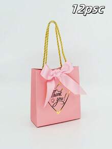 Set de 12/24 piezas de bolsas de papel con forma de corazón pequeñas con decoración de moño, bonitas para decorar y dar regalos en días festivos - Multicolor - Ver 17