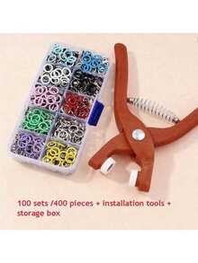 200/100/50pcs Five-Claw Snap Fastener Kit, Metal Snap Fastener Set For Sewing With Manual Plier, Fastener And Storage Box, For DIY Crafts, Clothes, Hats, Bags - Silver - View 15