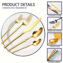 20/30pcs Elegant Golden Tableware Cutlery Set, Suitable For Home Gatherings