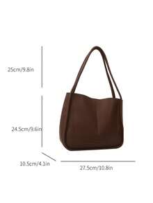 Geantă vintage și retro, pentru femei, la modă, ocazional, cu cusături uni, cu cusături din PU, de mare capacitate, geantă de umăr, geantă de școală, capacitate mare, portabilă, ocazional clasic, ocazional de afaceri, pentru fete adolescente, femei, studenți, gulere albe, perfect pentru muncă, înapoi la școală, gimnaziu, liceu, colegiu - cafea maro - Vizualizare 6