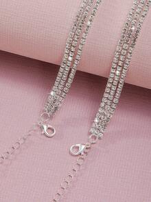 2pcs/Pair Rhinestone Studded Women's Adjustable Bra Shoulder Straps Metal Back Bra Strap - Silver - View 4