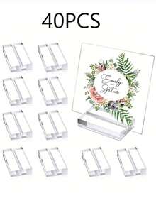 亚克力签名桌座位卡布置透明卡槽底座明信片婚卡架桌号牌架，透明亚克力卡槽底座明信片卡架婚卡架桌号牌桌卡展示架。