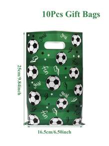 Bolsas de regalo de plástico con temática de fútbol verde para agradecimiento, decoración de fiestas de cumpleaños, baby shower y eventos deportivos, suministros para decoración del hogar, bolsas de regalo con estampado de fútbol verde para fiestas de cumpleaños, graduación y Día de la Madre