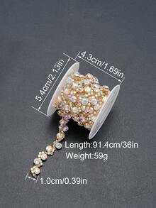 91.44 厘米/36 英寸闪亮水晶水钻链饰，闪亮钻石丝带贴花适用于 DIY 缝纫、新娘礼服、服装装饰、婚礼工艺品、时尚珠宝配饰 - 1 厘米宽