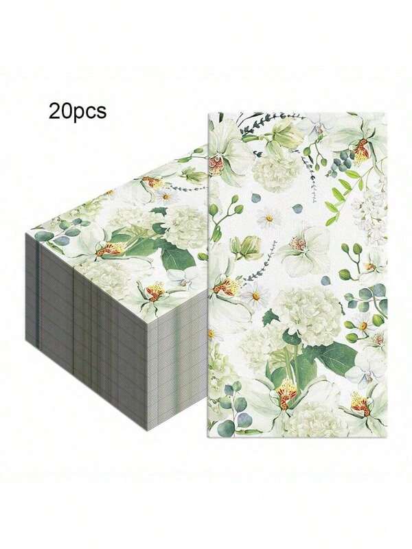 20pcs/Pack Embroidery Flower Paper Towels, Suitable For Spring Picnic, Weddings, Festivals As Bathroom & Kitchen Decorative Tissues