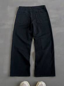 HEHCN Men's Vintage Distressed Black Loose Straight-Leg Casual Jeans, Wide-Leg Pants, Suitable Gift For Husband/Boyfriend, Grunge - Black - View 3