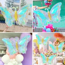 1/3pcs Colorful Transparent Butterfly Balloons, Multicolor Transparent Butterfly Foil Balloons, For Butterfly Theme Party, Wedding, Birthday, Mother's Day Gift, Decoration, Photo Props - Multicolor - View 5