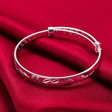 Charm Silver Bangles For Women Wedding Engagement Party European American Style Bracelet Jewelry - Silver - View 4
