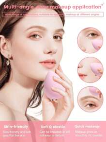 6 pièces/1 pièce Set d'éponges de maquillage, houppette veloutée, éponge correctrice, houppette de poudre de maquillage, éponge de maquillage, outils de maquillage, éponge de beauté multicolore pour une application parfaite de liquide, crème et fond de teint, éponge de base non latex pour le maquillage humide et sec du correcteur de peau, houppette triangulaire veloutée, éponge de beauté, éponge de maquillage, houppe de maquillage, décoration de salle de bain estivale