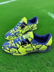 Lightweight Breathable Football Shoes, Classic Fashion Minimalist Lightweight Non-Slip Durable Molded Stud Soccer Shoes, Low-Top Popular Practical Outdoor Sports Molded Stud Football Training Shoes - Green - View 2