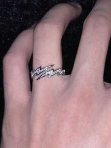 1 pieza Anillo para hombre con diseño de relámpago, joyería de estilo callejero hip hop, regalo de moda para fiestas, adecuado como regalo de San Valentín