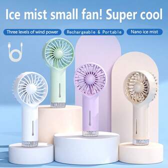 1pc 2025 New Mini Handheld Mist Fan Portable Personal Fan 2-In-1 Cooling Fan, Outdoor Compact Rechargeable Fan, Quiet High-Speed USB Fan, Desk Small Electric Fan