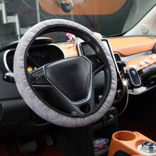 Universal Elastic Stretch Car Steering Wheel Cover + 2 Car Seat Belt Cover Pads Combo Set ,Fit Most Cars,Truck SUV,Soft And Stretchy