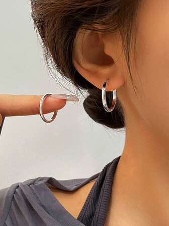 1 st enkla runda enkla bågeörhängen, minimalistisk design