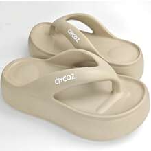 Women's 6cm Platform Slippers, Thick Sole Durable Anti-Slip Sandals For Beach, Vacation, Shopping, Fashion Versatile Slip-On Slippers, Simple Casual Home Wear, Colorful Letter Decor