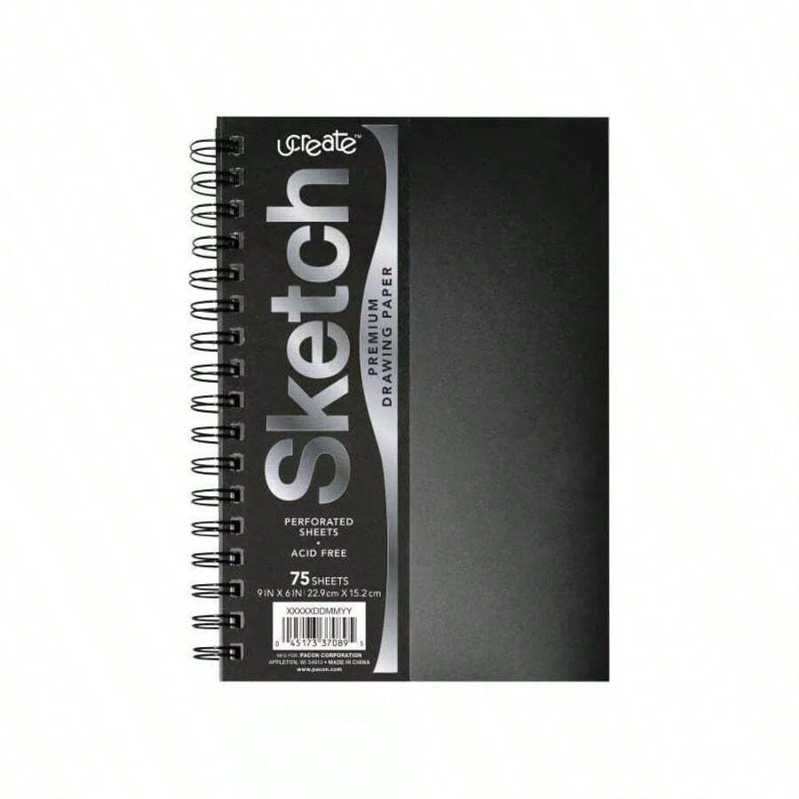 9x6 UCreate Sketch Drawing Paper: Twin-Wire Binding, Flexible Cover, 75 Pages, Acid-Free, Blank Notebook For All Ages - 1 - 查看 1