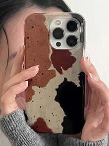 波浪纹复古墨水泼墨图案冰川纹亮面铝箔纹理保护壳适用于 16 15 14 13 12 11 Pro Max Plus 艺术防震保护壳