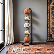 Conjunto de suporte para bolas de metal de fácil montagem, suporte para bolas de basquete multicamadas com base redonda grande - Suporte para bolas esportivas de metal resistente para basquete, futebol e vôlei - disponível em vários tamanhos - Multicolorido - Ver 14