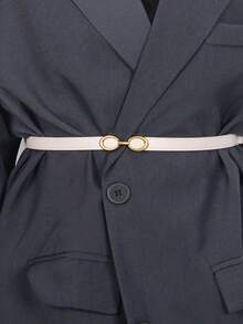 1pc Women's Vintage Minimalist PU Adjustable Skinny Waist Belt, Fashionable & Elegant For Dresses, Versatile - Black - View 5