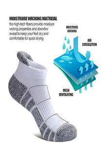 5 Pairs Men's Breathable Mesh Sports Socks, Running Crew Socks, Suitable For Daily Wear And Outdoor, All Seasons - Black and White - View 2