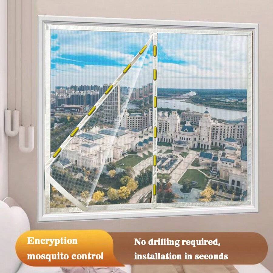 Summer New White Magnetic Self-Priming Mosquito Screen Window, Home Self-Adhesive Mosquito Net, Invisible Net, Automatic Closing, Washable, Window Specific Mosquito Net, Easy To Install, No Need To Drill Holes - White - View 1