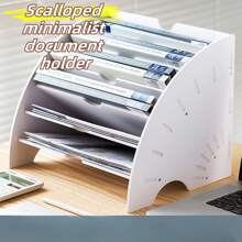 1pc A4 Paper File Organizer Rack / Student Desk Storage Shelf / Desktop Book Shelf File Storage Box School Supplies,Back To School