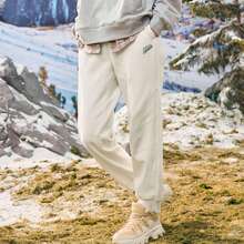 XTEP Pantalones deportivos de pareja ajustados a las piernas, de terciopelo, de primavera y otoño, de punto casual, 876427630125