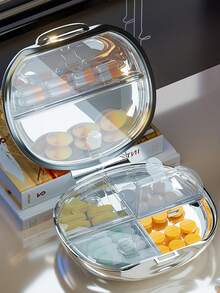 Caja de medicinas portátil, dividida en compartimentos, independiente con tapas, cajas de medicamentos envasados, productos de salud portátiles de siete días, caja de almacenamiento sellada y a prueba de humedad