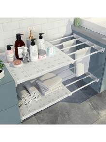 1pc Adjustable Storage Shelves Set - No-Drill Extendable Closet, Kitchen, Bathroom Organizer Boxes | Space-Saving Expandable Rack System, Fits Most RVs, Durable Plastic Material, Non-Electric