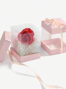 10PCS Square Transparent Gift Boxes With Ribbons, Small Empty Party Gift Boxes, Candy Biscuits, Paper Cups, Cake, Jewelry Boxes, Wedding Gifts, Love Gifts, Birthday Parties Summer Necessity For Women Storage Organizer Gift Travel
