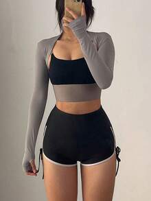 1 chiếc khăn choàng tay chống nắng che vai cho nữ, mỏng và trơn màu, thích hợp cho việc đạp xe ngoài trời, áo thể thao, áo bolero mini thanh lịch, tay áo cardigan nhẹ cho mùa hè - Nhiều màu - Xem 1