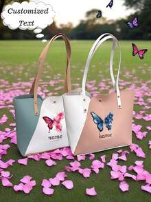 Customized Women's Bags, Personalized Text Customization, And Butterfly Logo Customization. - Multicolor - View 2