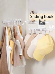 1pc Expandable Multifunctional Shower Curtain Rod With Built-In Spring, 2 Bathroom Track Hooks, Adjustable Sliding Hooks, Multipurpose Cabinet Door Storage Rack, Wall-Mounted Towel Bar, For Decorative Curtain, Shower Curtain, Bathroom Accessories Home Bathroom Decor Fall Decor Back To School - White - View 9