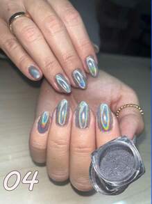 1 cutie holografică Laser Nail Art sclipici pulbere pentru unghii oglindă lustruire crom pigment strălucitor dip pulbere DIY unghii farmece unghii pietre prețioase consumabile unghii