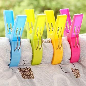 4/8pcs Large Beach Towel Clip - Durable Plastic, Suitable For Pool And Lawn Chairs, Securely Holds Oversized Adult Towels, Practical Hooks