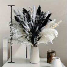 50/60 pezzi profumo di fiori secchi di lusso neri e bianchi - 50 pezzi di erba delle Pampas, code di coniglio, canne di palude, fiori di campo, lavanda e piante secche, ideali per matrimoni, decorazioni per la casa, centri eventi, regali per profumo da sposa, compleanni, lauree, decorazione autunnale