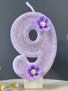 1pc Numeric Birthday Cake Candles (0-9), Romantic Party Favors, Cake Decor Candle Numbers For Celebrations, Holidays, Parties - Shiny Numeric Candle - Purple - View 12