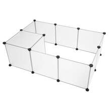 12Pcs Plastic Pet Playpen Portable Bunny Fence,Small Animals DIY Metal Enclosure Pen Cage Yard Outdoor & Indoor For Small Rabbit Cat Guinea Pig Hedgehogs Rat Large Puppy Kennel Crate Fence Tent(Each Size 35*35cm) - 彩色 - 查看 8