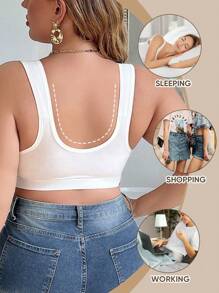 MIOTAN Sujetador inalámbrico para mujer de talla grande, con cierre delantero de encaje, tirantes ajustables, suave y transpirable