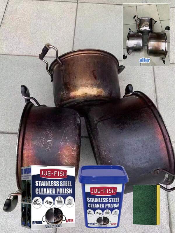 Stainless Steel Cleaning Paste, Grease Cleaning Agent For Cleaning Kitchen Utensils, Pots, Stain, Rust, Polishing, Descaling, Random Old/New Styles