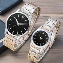 Set de 2 relojes de cuarzo con correa y esfera metálica - Apropiados para ocasiones de negocios y casual, gran regalo para hombres y mujeres