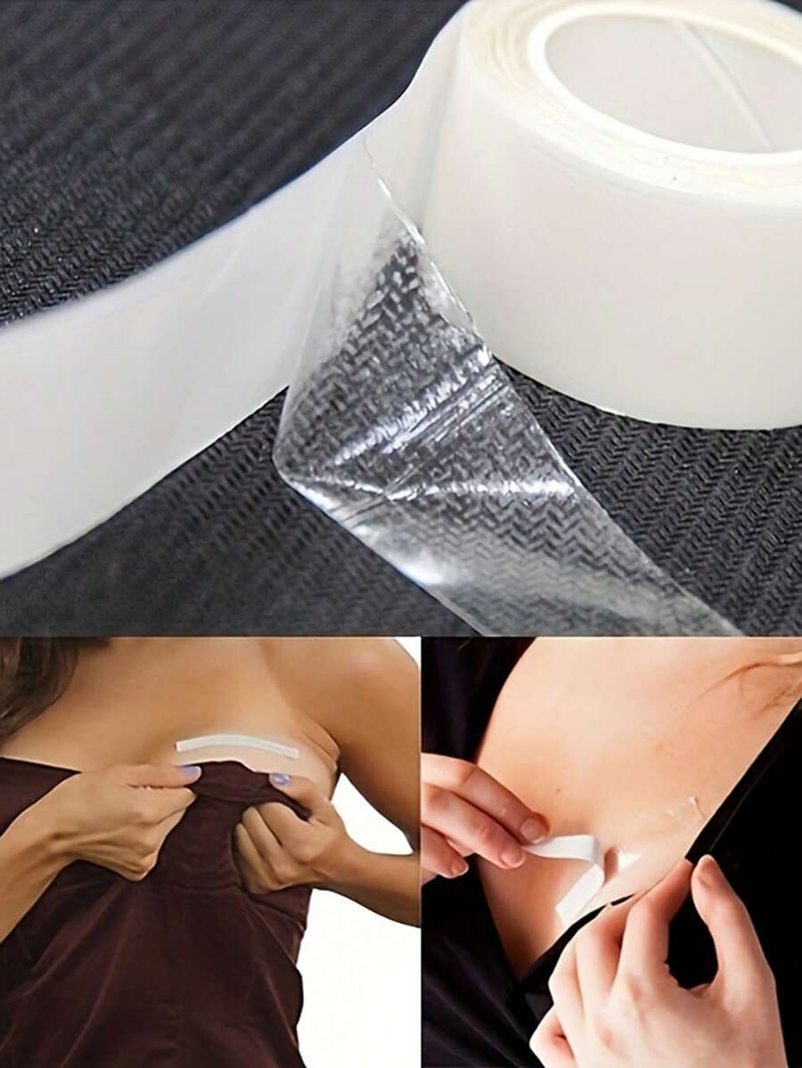 1pc/5m Waterproof Clothing Tape Double-Sided Body Tape Bra Strap Invisible Strapless Tape - White - View 1