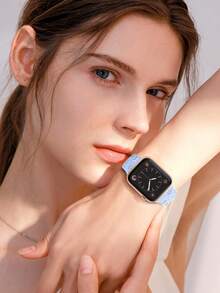 花卉雕刻表带，兼容 41mm、40mm、44mm、45mm、42mm、38mm、49mm、46mm 表带，女士款，可爱花朵双色柔软硅胶运动表带，兼容 Series SE、11、10、9、8、7、6、5、4、3、2、1、Ultra 型号。 - 天藍/粉 - 查看 3