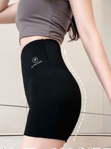 1pc Women Seamless Anti-Chafing Safety Shorts, Thin Slimming Shark Printed Shorts For Summer, Yoga/Cycling Activewear