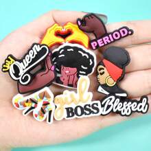 20PCS/SET Cute Black Queen Series PVC Shoe Charms, Pink Nails High Heels Heart Red Lips Shoe Decoration Shoe Accessories Party Gifts