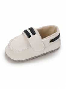 New Infant Shoes PU Upper Rubber Sole Shoes, 0-18 Months Infant Soft Bottom Casual Walking Shoes Slip-On Loafers