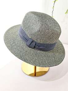 New Unisex Spring/Summer Panama Straw Braid Hat, Bohemian Fashion Cowboy Straw Hat, Beach Holiday Decorative Sunscreen Hat, Foldable Suitable For Outdoor Leisure Travel - Multicolor - View 9