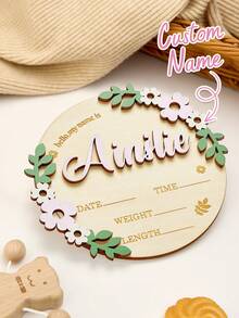 1件定制儿童青少年公告牌，个性化新生儿姓名木质牌，花卉图案，两种尺寸可选，直径15厘米/20厘米，五种颜色可选：粉色、浅粉色、蓝色、紫色和玫瑰红，多功能、装饰性强、字母造型、时尚、现代、色彩缤纷、可爱、休闲、可定制、个性化、独特、个性化，是送给他的理想礼物，也是送给她的理想礼物，适合儿子、女儿返校季和圣诞节礼物。 - 花朵樣式 - 查看 9